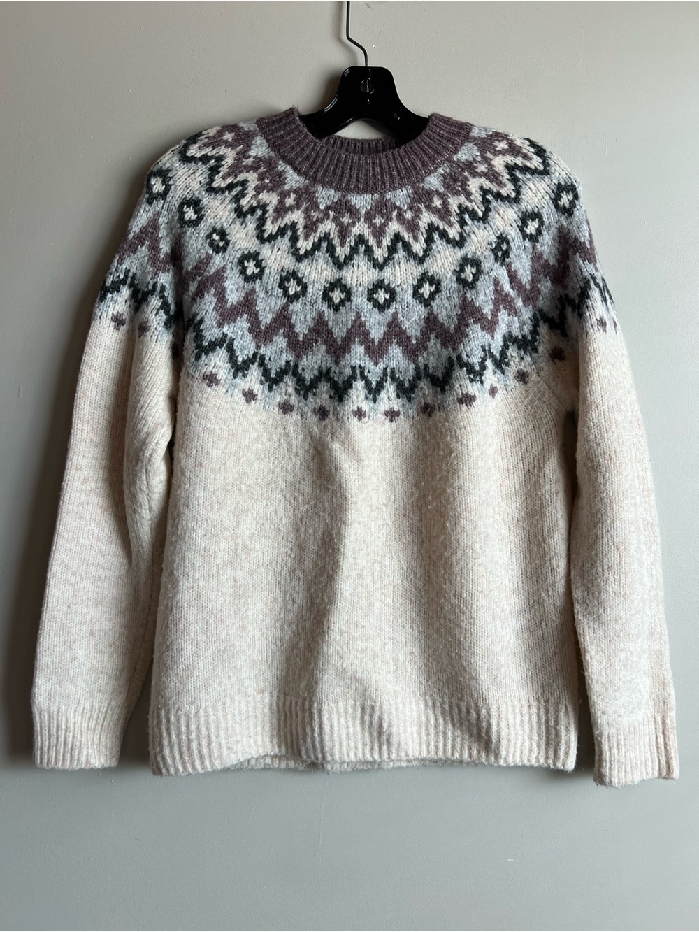 Wind River Heritage Fair Isle Sweater Women’s XS Cream Purple Nordic Knit